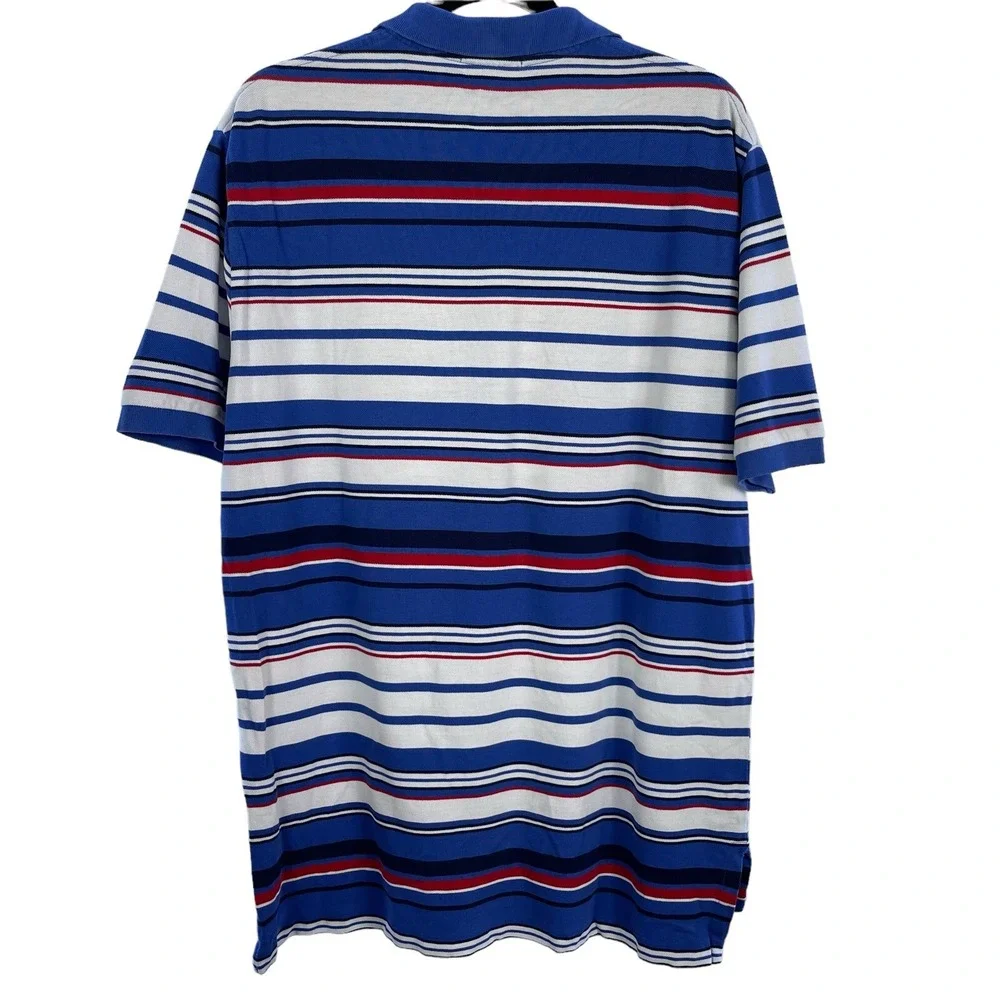 Polo Ralph Lauren Shirt Mens Large Blue White Striped Short Sleeve Top‎ Cotton